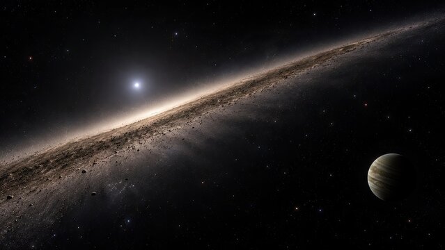 Exoplanet Beta Pictoris d and massive glowing debris disk in outer space