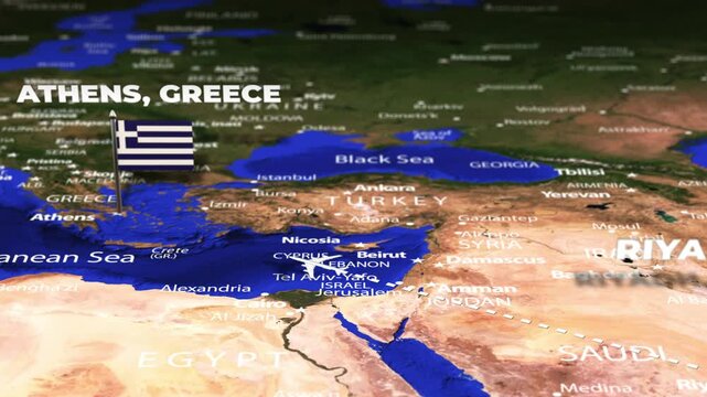 Flight From Riyadh SAUDI ARABIA to Athens GREECE with flag pins