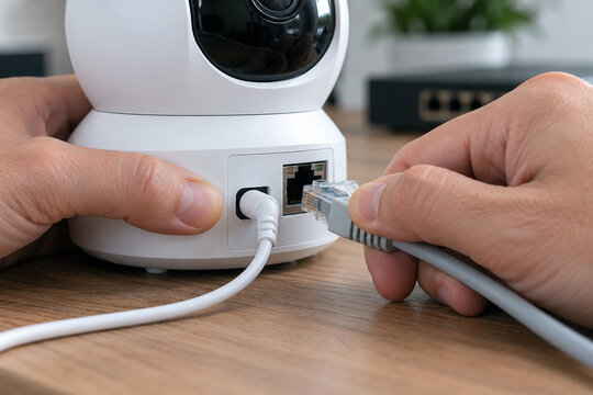 Connecting Ethernet Cable to Smart Security Camera
