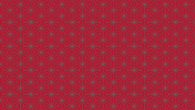 ​Red traditional japanese asanoha geometric background with star pattern
