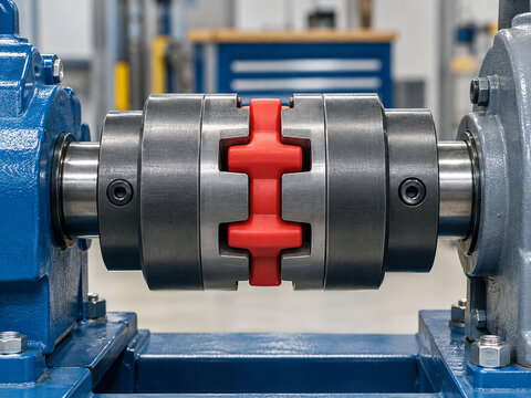 Flexible Jaw Coupling with Elastomer Insert on Drive Shaft