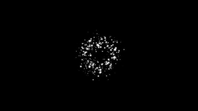 Particle magic tail sparkling glitter star dust trail loop animation, white cartoon glowing glitter burst sparkle effect on black screen background 4k video