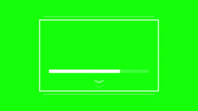 Modern UI Loading Frame Animation with Progress Bar and Chevron Icon on Green Screen Background