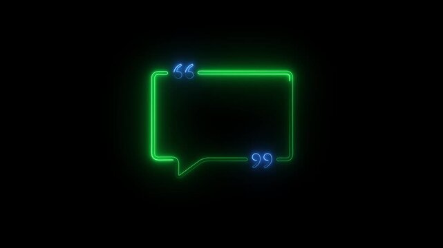 neon glowing rectangle box with quotation marks animation. Rectangle doodle frames with quote. Doodle frames with quotation marks, rectangle doodle frames motion graphic animation
