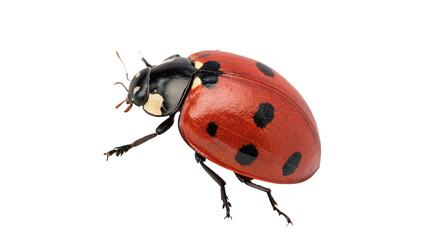 Cute small ladybug insect beetle crawling biological nature wildlife specimen, isolated on transparent background. © Fletcher-photo