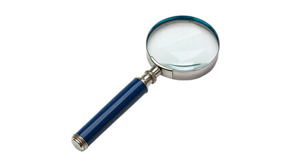 Classic handheld magnifying glass loupe optical lens tool for science research, isolated on transparent background. © Fletcher-photo