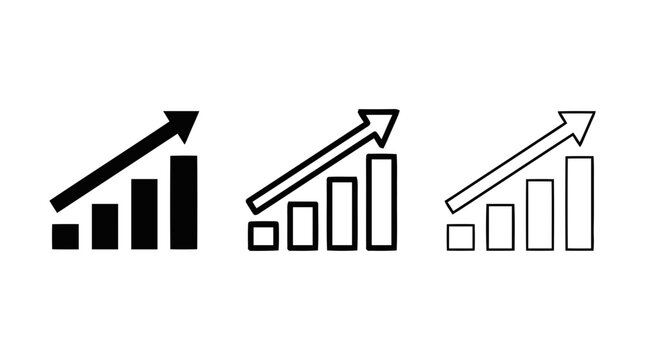 Vector illustration of growing chart vector icon set a transparent background