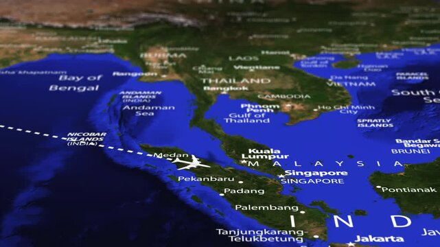 Flight From Riyadh SAUDI ARABIA to Dili EAST TIMOR with flag pins