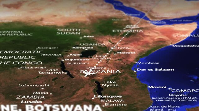 Flight From Riyadh SAUDI ARABIA to Gaborone BOTSWANA with flag pins