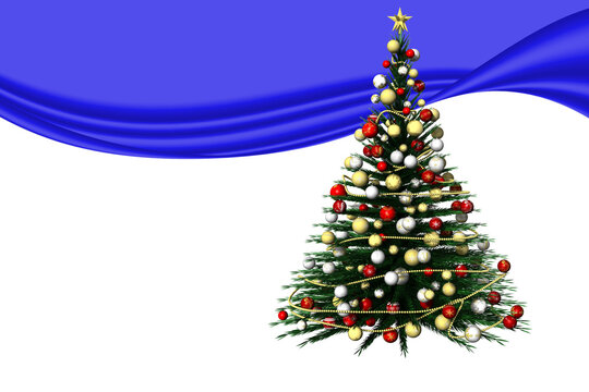 PNG, trasparente. Natale. Abete decorato con spazio per testo. Albero di Natale.