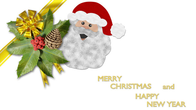 PNG. Trasparente. Illustrazione 3D. Natale. Babbo Natale, e decorazione natalizia. Spazio per testo per auguri, pubblicit&agrave;, regali, di Natale e di capodanno.
