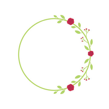 Green Leaves and Red Flowers Form a Delicate Wreath