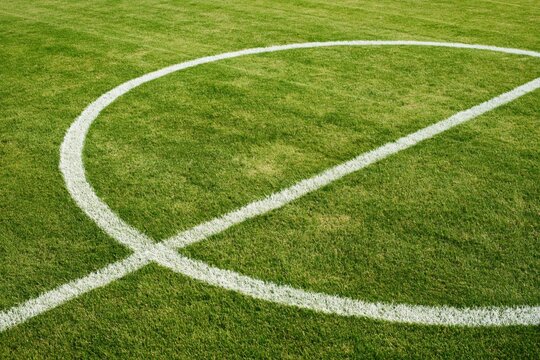 Center circle and diagonal halfway line on a green soccer field