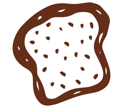 Hand drawn slice of toast illustration, brown breakfast bread icon