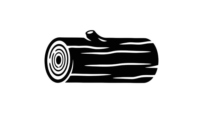 Vector illustration of black and white icon of a wooden log on a transparent background