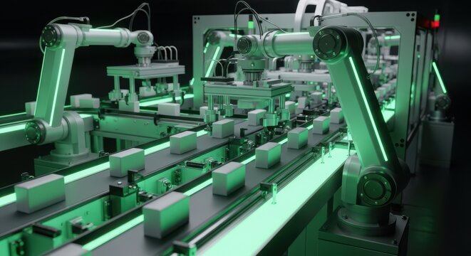 Industrial robotic arm assembling electronic components