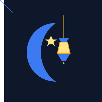 Ramadan Kareem Luxury Lantern   Crescent Moon Vector