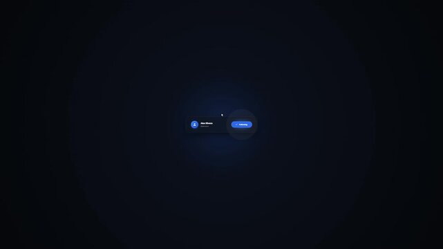 Clean follow button animation with user plus icon on black background