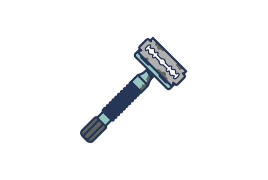 A simple flat vector illustration of a classic safety razor