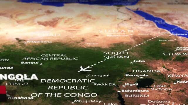 Flight From Riyadh SAUDI ARABIA to LUANDA ANGOLA with flag pins