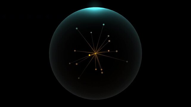 Glowing spherical particle simulation depicting subatomic Higgs boson emission, quantum physics visualizer loops, and atomic core telemetry.