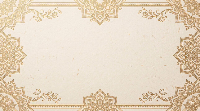 Gold Mandala Border on Ivory Background