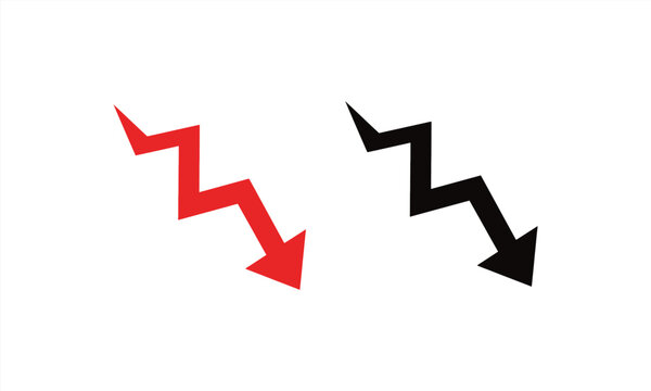 Red and black zigzag arrows pointing downwards