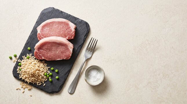 Fresh pork cuts with brown rice ingredient pairing