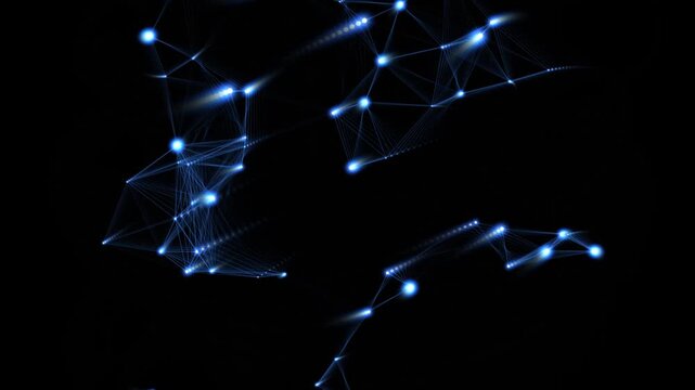 Abstract digital network connection background, with glowing blue, nodes and lines, futuristic data plexus, animation for technology concepts