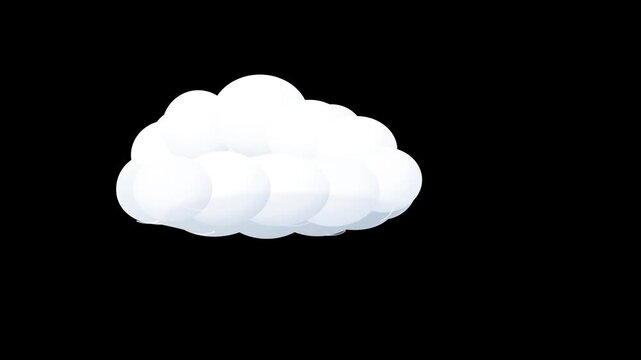 Dynamic fluffy white cloud vector graphic for motion design projects and digital weather animations, perfect for illustrative concepts and video effects