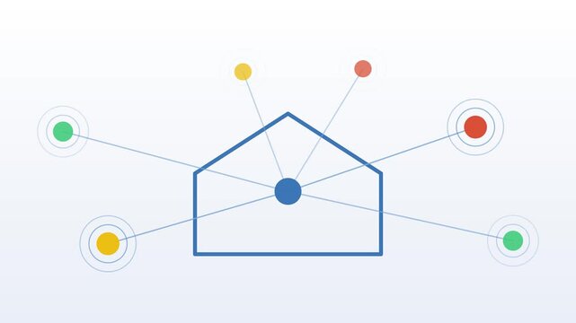 Connected sensors around a home outline, seamless loop