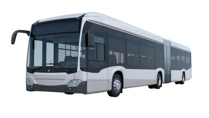 Modern articulated bus with tinted windows, isolated on transparent background © aonix