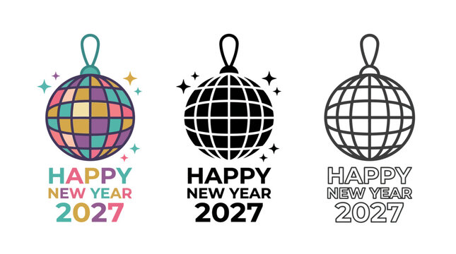 Colorful and Stylish New Year 2027 Celebration Theme with Sparkling Balloons and Decorations