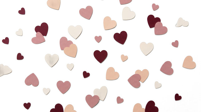Matte paper heart confetti in romantic red, rose and cream tones, suitable for weddings, anniversaries, Valentine's Day and love-themed stationery.