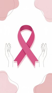Caring hands gently cradle a vibrant pink ribbon, symbolizing powerful breast cancer awareness and a united global commitment to health, hope, and early detection
