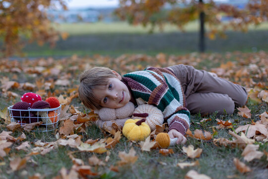 Cute child in the park autumn time