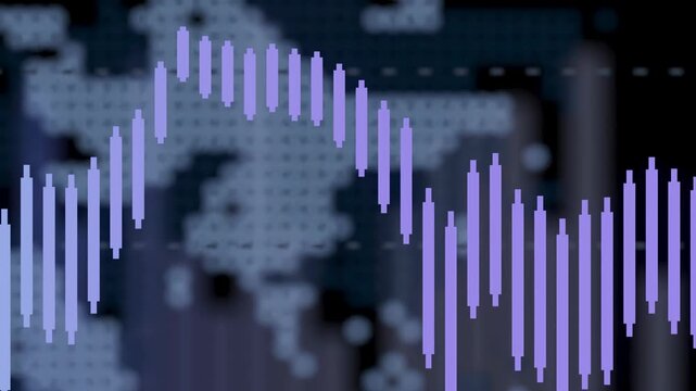 A candlestick chart used in finance to analyze market trends. The chart displays price movements in a visual format, focusing on fluctuations.