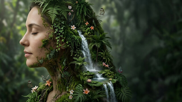 Woman Blended with Nature