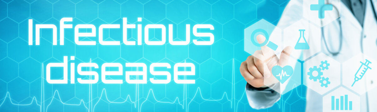 Doctor touching an icon on a futuristic interface - Infectious disease