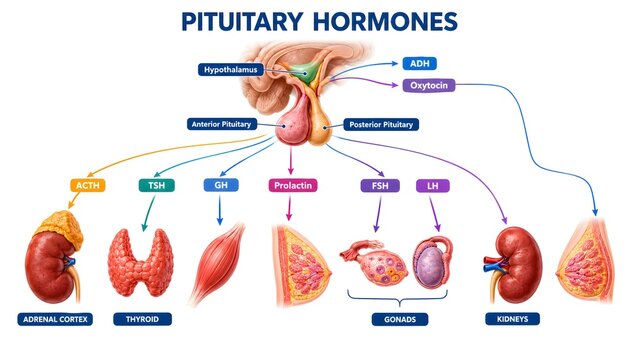 Pituitary Gland Hormones and Their Target Organs