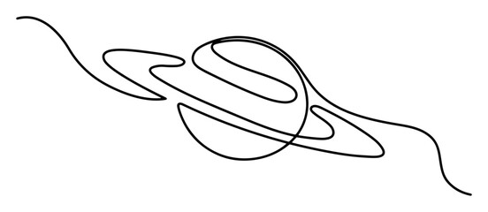 Saturn Planet Continuous Line Space Illustration © ----WWWLINE----