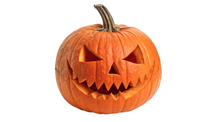 Spooky halloween pumpkin jack o lantern face carving isolated on white background © Sebastian