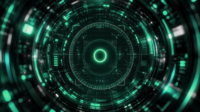 Green Neon Digital Fingerprint animates onto the screen representing biometrics, identity verification and cyber security. 4k