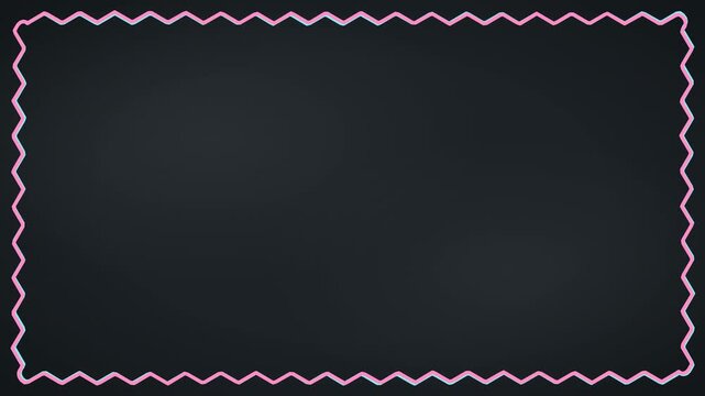 Neon pink hand-drawn doodle border on a dark chalkboard background for school and education themes.