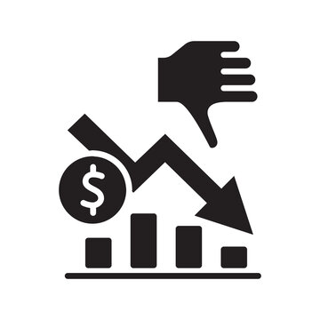 Financial Loss Decline Downward Chart Vector Icon