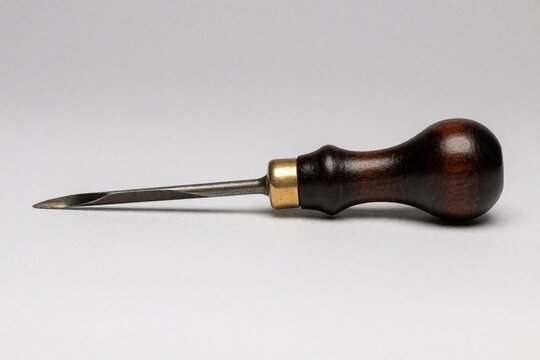 Vintage Wooden Handle Leatherworking Awl Tool
