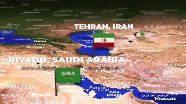 Flight From Riyadh SAUDI ARABIA to Tehran IRAN with flag pins