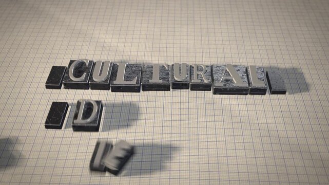 Cultural diversity metal letterpress type blocks 3D animation