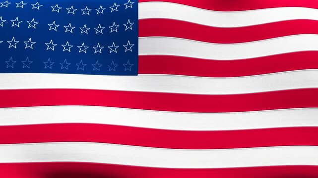 Waving star-spangled flag rippling across the full frame in a patriotic display. Patriotic campaigns, national holiday media, and civic education.