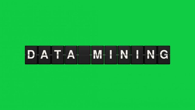 Data mining split flap display board green screen seamless loop